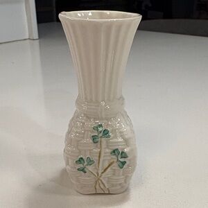 Vintage Belleek Shamrock Bud Vase